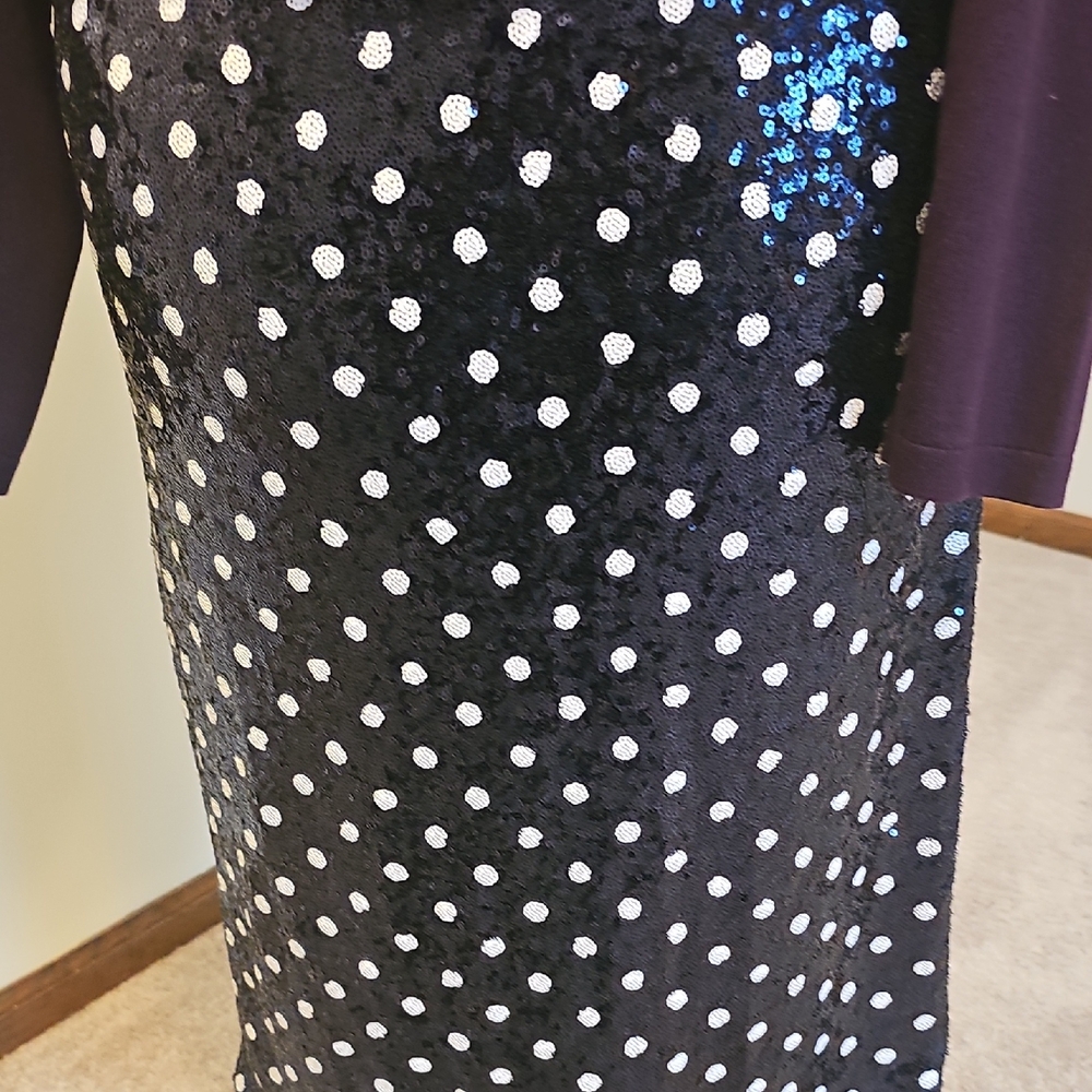 Talbots Black and White Sequin A-Line Skirt